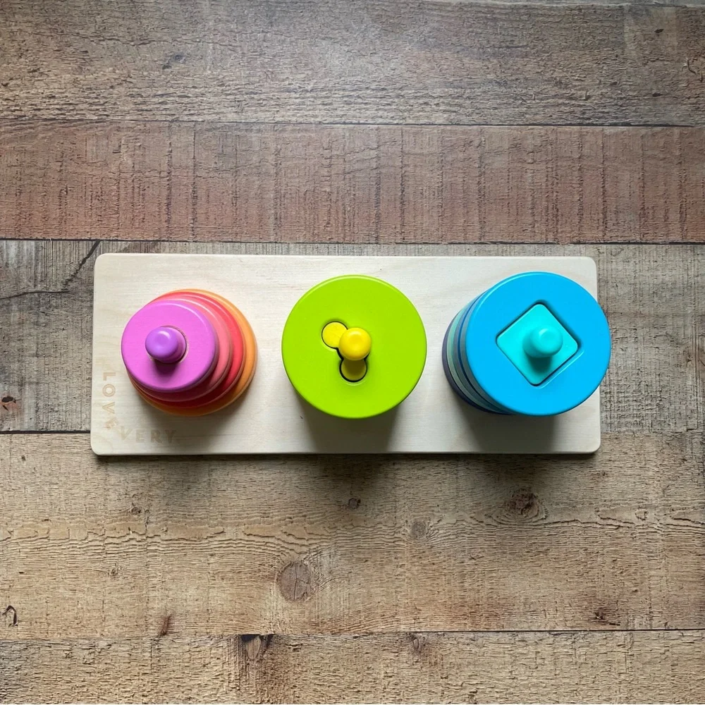 Wooden Rainbow Stacking Toy - Multicolor Toddler Puzzle